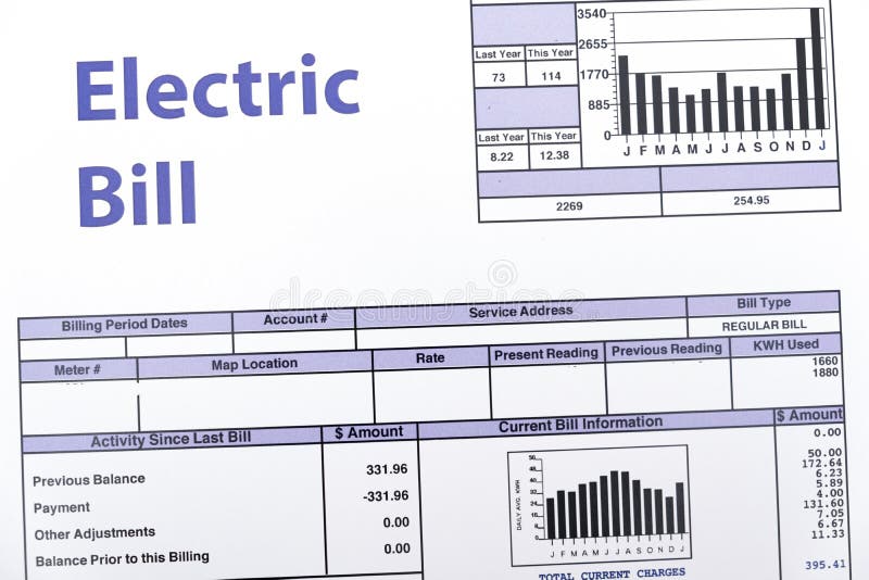 Energy efficiency concept and energy bill papers. Energy efficiency concept and energy bill papers