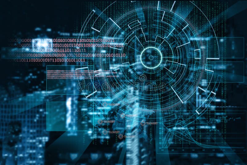 Het doel van de Cyberlaser op een nachtstad vage achtergrond royalty-vrije stock foto Het doel van de Cyberlaser op een nachtstad vage achtergrond royalty-vrije stock foto