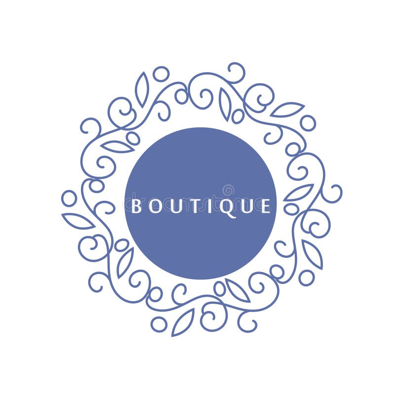 Het eenvoudige en bevallige bloemenmalplaatje van het monogramontwerp, Elegant lineartembleem, vectorillustratie voor boutique, s royalty-vrije illustratie Het eenvoudige en bevallige bloemenmalplaatje van het monogramontwerp, Elegant lineartembleem, vectorillustratie voor boutique, s royalty-vrije illustratie