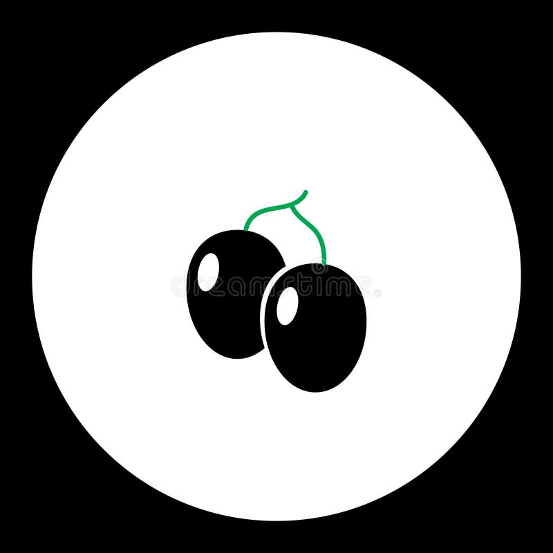 Het eenvoudige zwarte en groene pictogram eps10 van het pruimenfruit vector illustratie Het eenvoudige zwarte en groene pictogram eps10 van het pruimenfruit vector illustratie