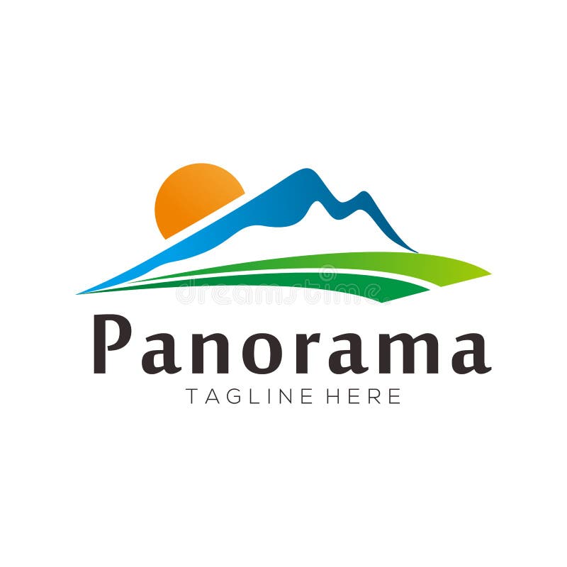 Het embleem en het pictogramontwerp van het panoramalandschap vector illustratie Het embleem en het pictogramontwerp van het panoramalandschap vector illustratie