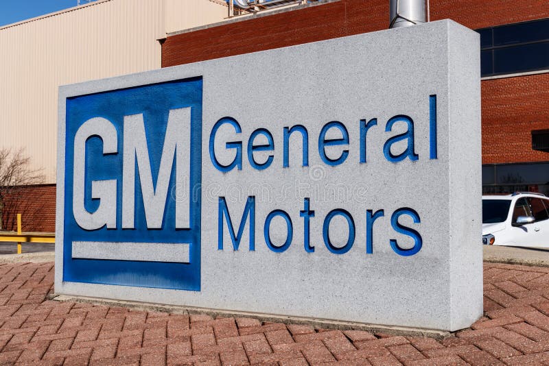 Het Embleem en Signage van General Motors bij het Metaal die Afdeling vervaardigen GM opende deze installatie in 1956 III