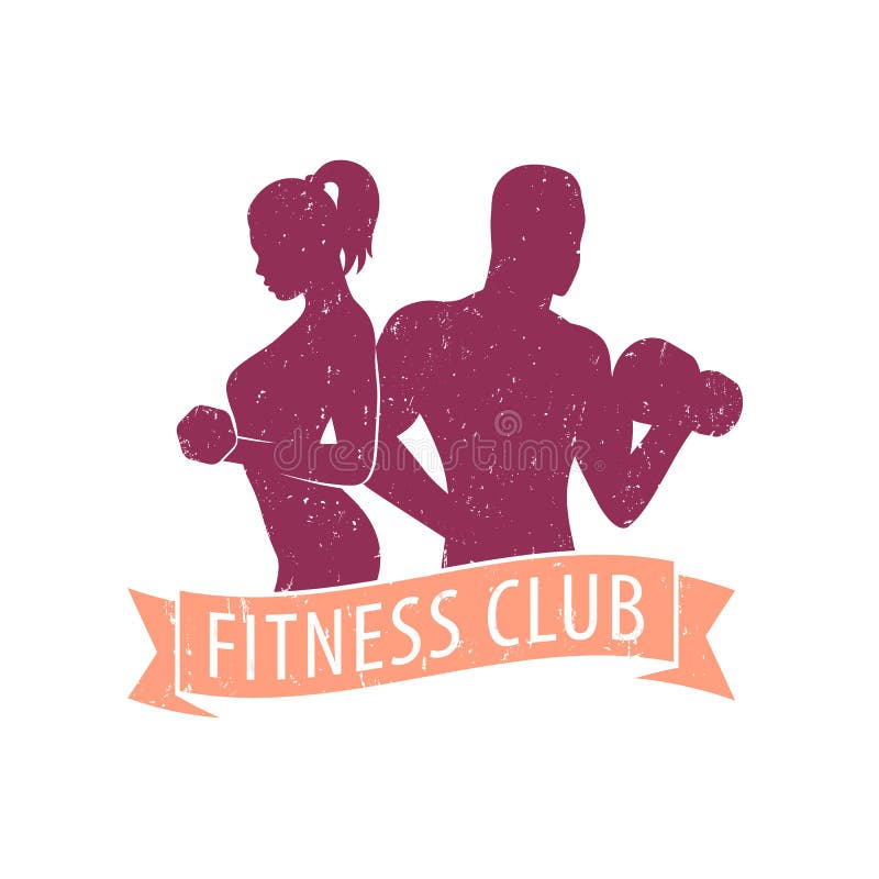 Het embleem van de geschiktheidsclub met atletische meisje en de mens vector illustratie Het embleem van de geschiktheidsclub met atletische meisje en de mens vector illustratie