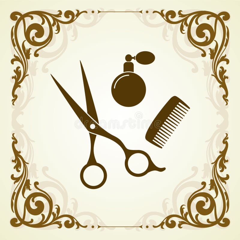 Het embleem van de haarsalon met plaats voor tekst vector illustratie Het embleem van de haarsalon met plaats voor tekst vector illustratie