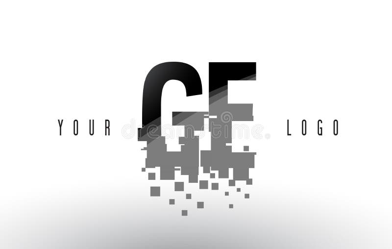 Het Embleem van de het Pixelbrief van GE G E met Digitale Verbrijzelde Zwarte Vierkanten