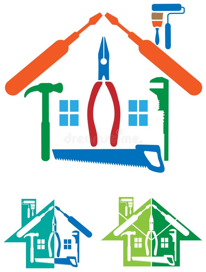 Isolated house repair logo design. Isolated house repair logo design