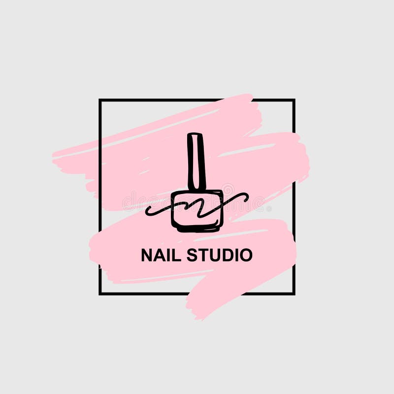 Vector logo for manicure and beauty Studio. Illustration, logo, bottle of nail Polish on the paint. Vector logo for manicure and beauty Studio. Illustration, logo, bottle of nail Polish on the paint