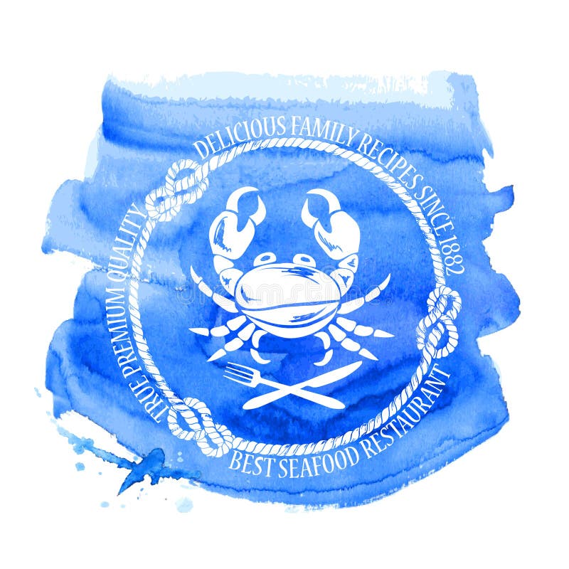 Het embleem van het zeevruchtenrestaurant met krab vector illustratie Het embleem van het zeevruchtenrestaurant met krab vector illustratie