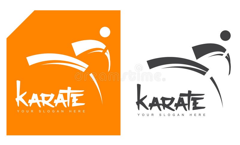 Karate icon logo set orange and black. Karate icon logo set orange and black