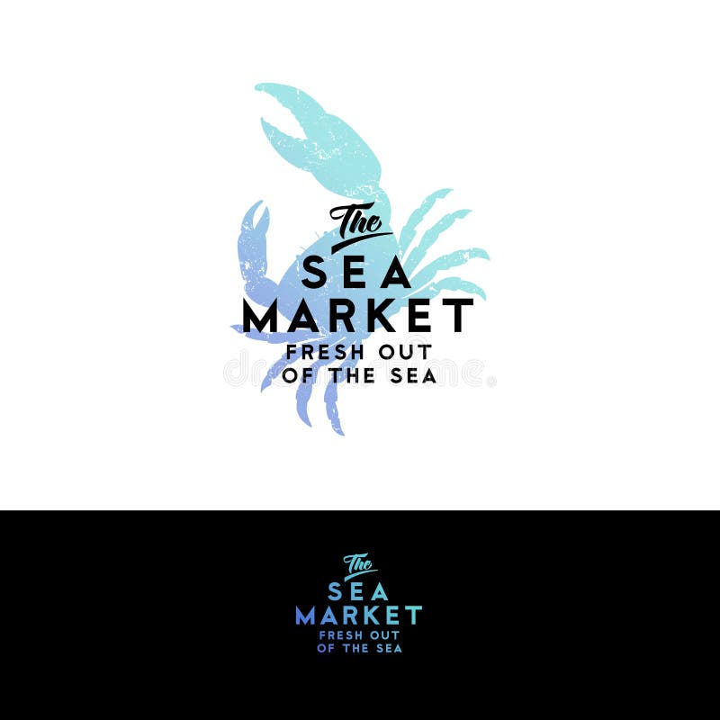 Het embleem van het zeevruchtenrestaurant Het silhouet van de waterverfkrab op een donkere achtergrond wordt geïsoleerd die stock illustratie Het embleem van het zeevruchtenrestaurant Het silhouet van de waterverfkrab op een donkere achtergrond wordt geïsoleerd die stock illustratie