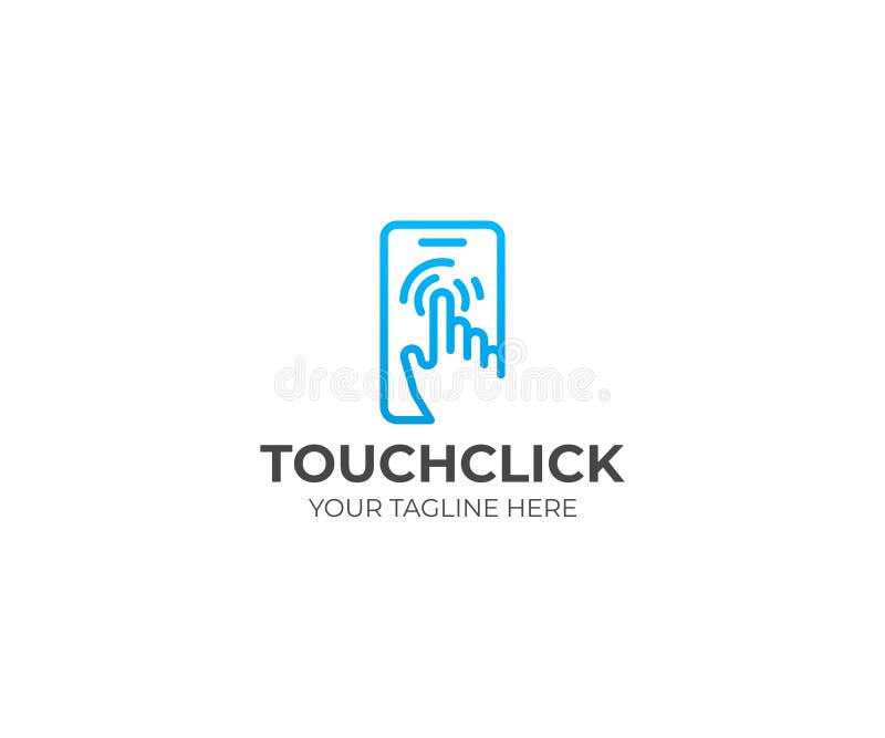 Het embleemmalplaatje van het aanrakingsscherm Menselijke hand en mobiel telefoon vectorontwerp royalty-vrije illustratie Het embleemmalplaatje van het aanrakingsscherm Menselijke hand en mobiel telefoon vectorontwerp royalty-vrije illustratie