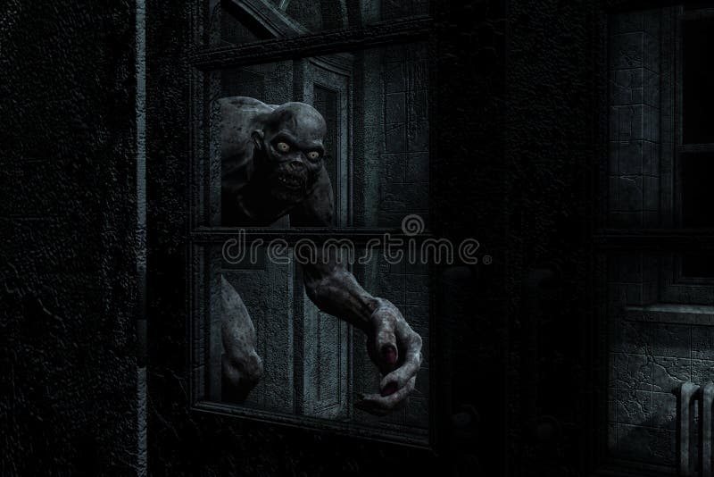 3d illustration of Scary monster out from the dark,Hard light style. 3d illustration of Scary monster out from the dark,Hard light style