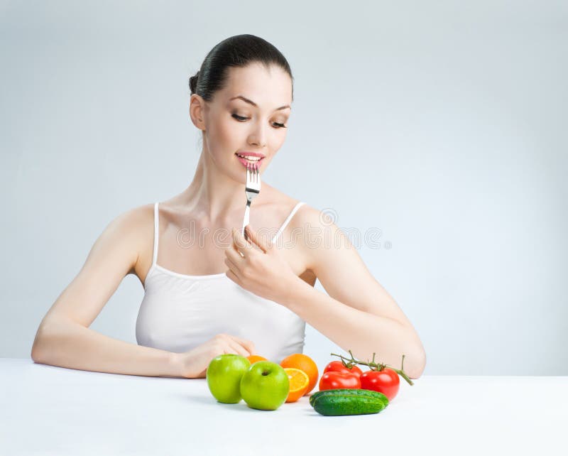 Het eten van gezond voedsel stock fotografie Het eten van gezond voedsel stock fotografie