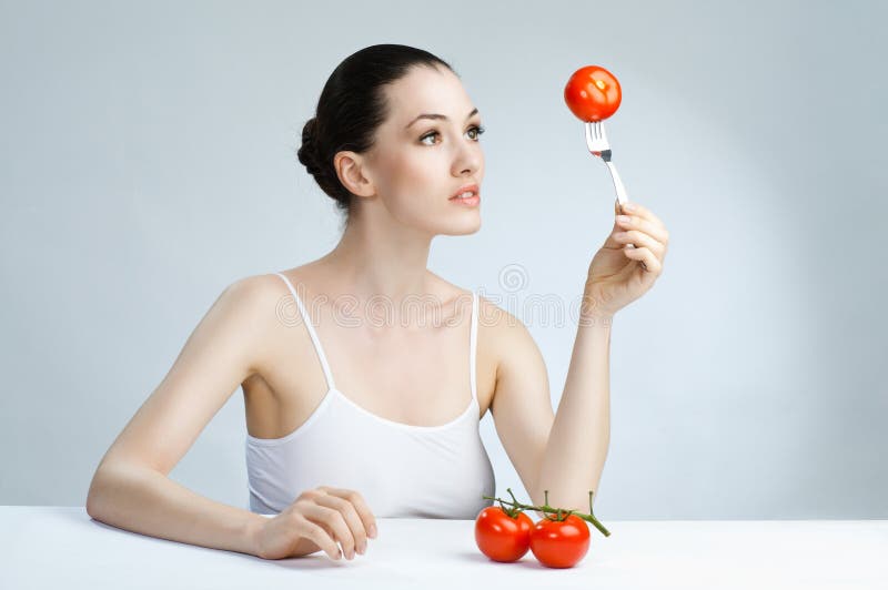 Het eten van gezond voedsel stock fotografie Het eten van gezond voedsel stock fotografie