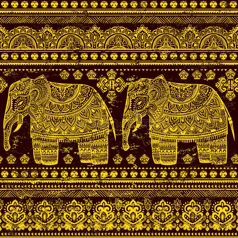 Het etnische Indische Boheemse naadloze patroon van de stijlolifant vector illustratie Het etnische Indische Boheemse naadloze patroon van de stijlolifant vector illustratie