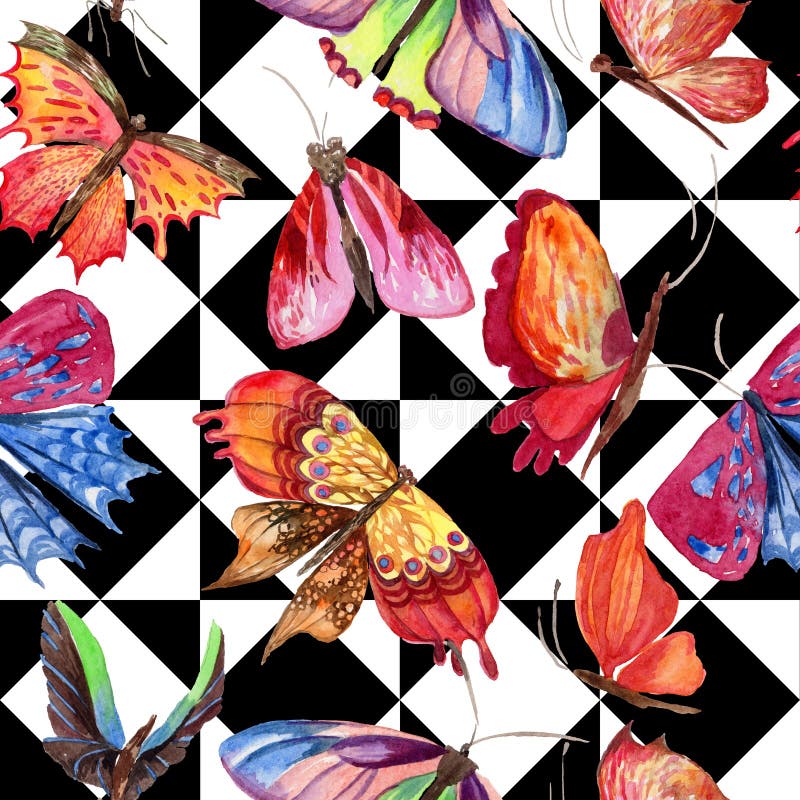 Het exotische patroon van het vlinder wilde insect in een waterverfstijl vector illustratie Het exotische patroon van het vlinder wilde insect in een waterverfstijl vector illustratie