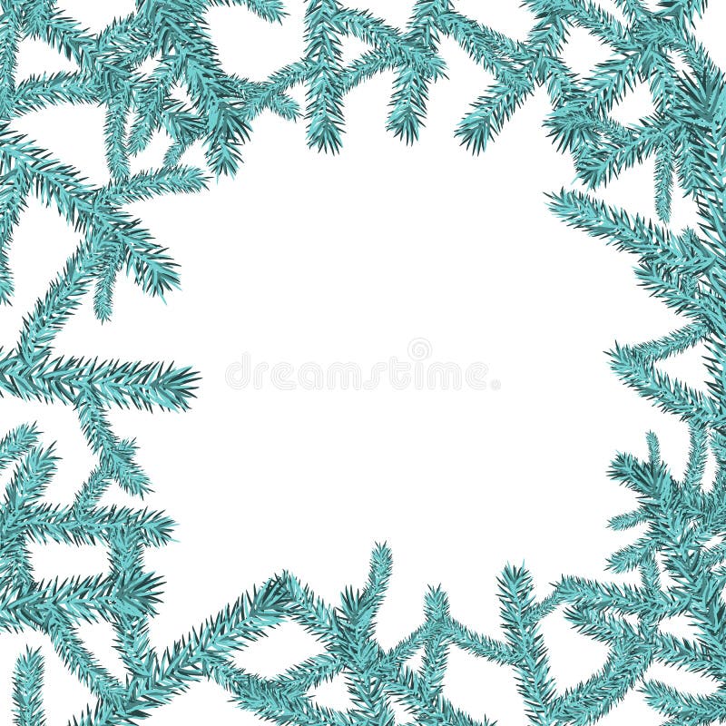 Het feestelijke mooie natuurlijke Kerstmiskader met blauwe pijnboom vertakt zich met naalden voor het nieuwe die jaar op witte ac stock illustratie Het feestelijke mooie natuurlijke Kerstmiskader met blauwe pijnboom vertakt zich met naalden voor het nieuwe die jaar op witte ac stock illustratie