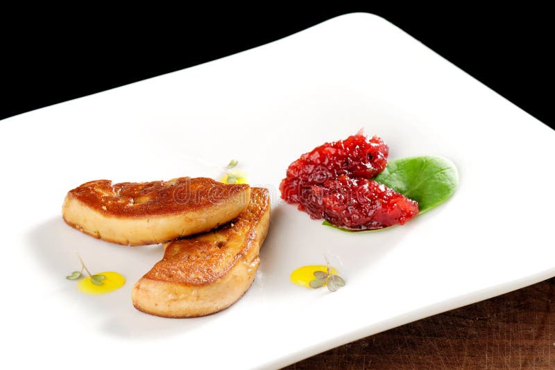 Het fijne dineren, Geroosterde foie gras royalty-vrije stock foto's Het fijne dineren, Geroosterde foie gras royalty-vrije stock foto's