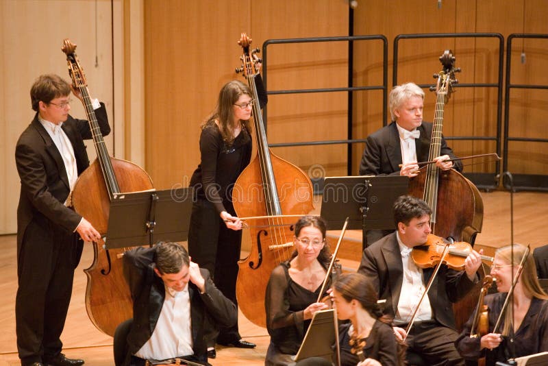 Members of the Anima Eterna Philharmonic Orchestra perform on stage at MUPA, Conductor: Jos van Immerseel on April 27, 2010 in Budapest, Hungary. Members of the Anima Eterna Philharmonic Orchestra perform on stage at MUPA, Conductor: Jos van Immerseel on April 27, 2010 in Budapest, Hungary.