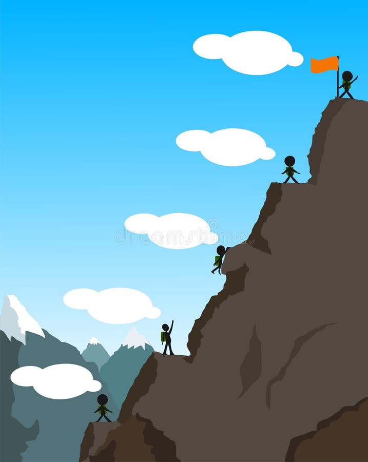 Het financiële crisisconcept Het beklimmen op de berg vector illustratie Het financiële crisisconcept Het beklimmen op de berg vector illustratie