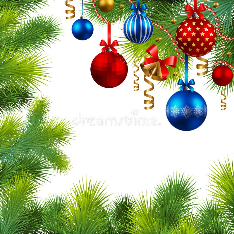 Het frame van Kerstmis met snuisterijen en Kerstmisboom