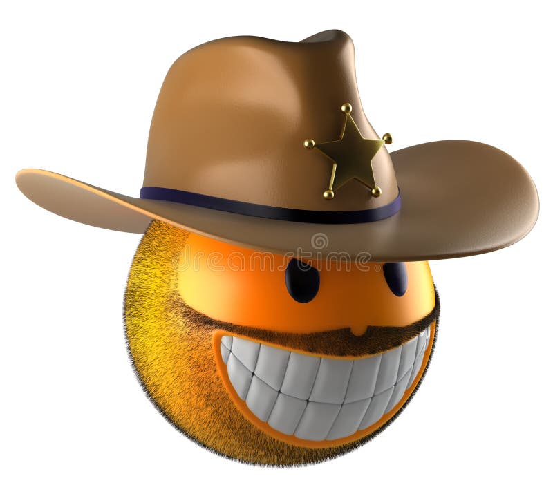 Het gebied van de emojiglimlach van de sheriffstijl stock illustratie Het gebied van de emojiglimlach van de sheriffstijl stock illustratie
