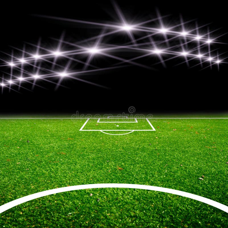 Het gebied van het voetbal met licht royalty-vrije stock fotografie Het gebied van het voetbal met licht royalty-vrije stock fotografie