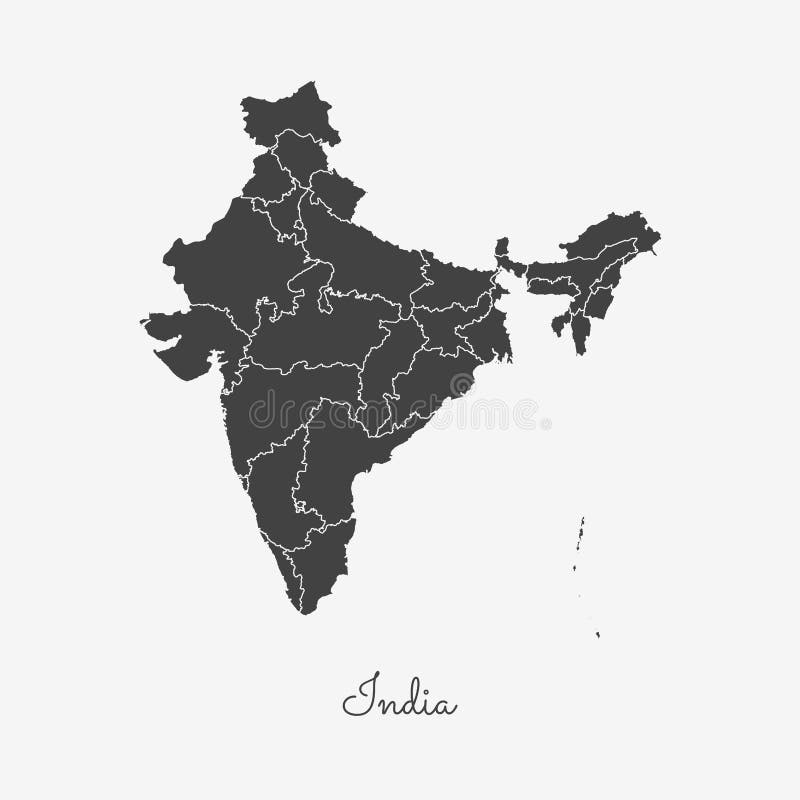 Het gebied van India kaart: grijs overzicht op wit vector illustratie Het gebied van India kaart: grijs overzicht op wit vector illustratie