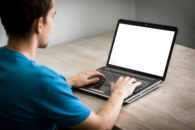 Het gebruiken van laptop computer royalty-vrije stock afbeelding Het gebruiken van laptop computer royalty-vrije stock afbeelding