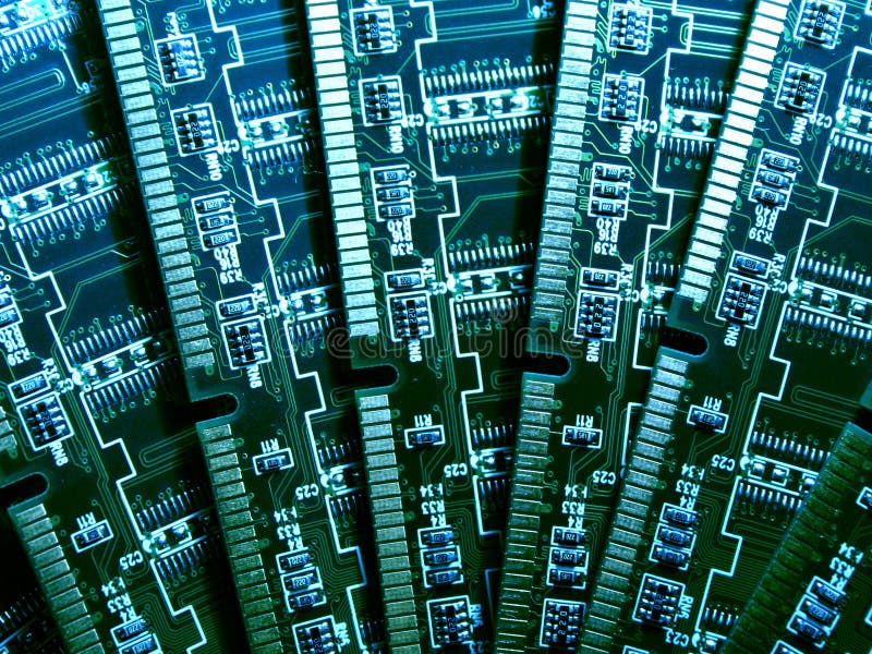 Computer memory modules, close-up, toned. Computer memory modules, close-up, toned