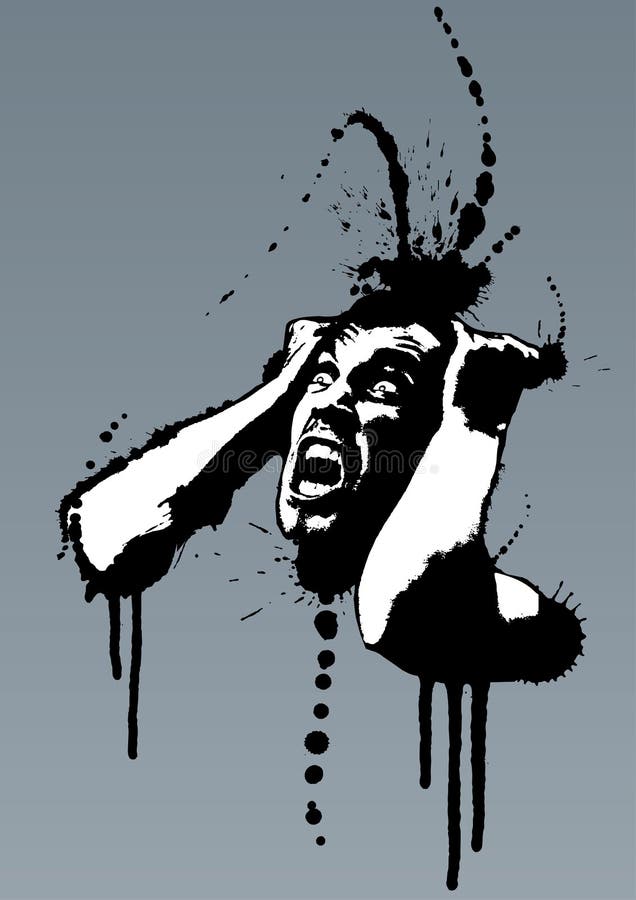 Het gekke zenuwachtige de mens van Grunge gillen royalty-vrije illustratie Het gekke zenuwachtige de mens van Grunge gillen royalty-vrije illustratie