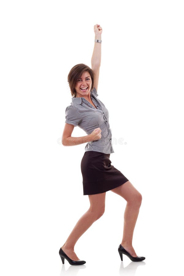 Het gelukkige bedrijfsvrouw winnen stock foto Het gelukkige bedrijfsvrouw winnen stock foto