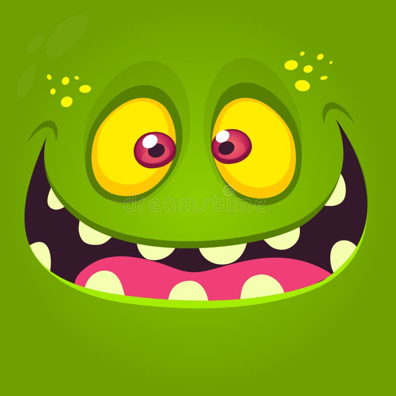Het gelukkige gezicht van het beeldverhaalmonster Vectorhalloween-illustratie van groene opgewekte monster of zombie stock illustratie Het gelukkige gezicht van het beeldverhaalmonster Vectorhalloween-illustratie van groene opgewekte monster of zombie stock illustratie