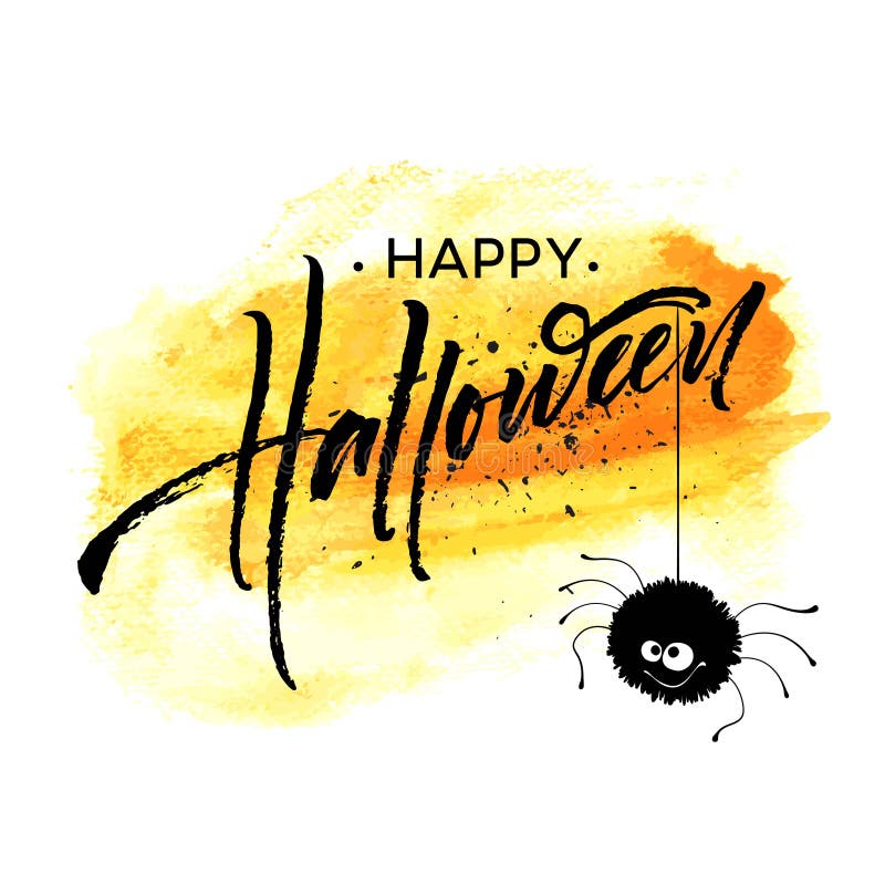 Het gelukkige Halloween-Van letters voorzien Vakantiekalligrafie voor banner, affiche, groetkaart, partijuitnodiging Vector illus