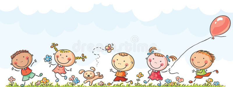 Het gelukkige jonge geitjes lopen vector illustratie Het gelukkige jonge geitjes lopen vector illustratie