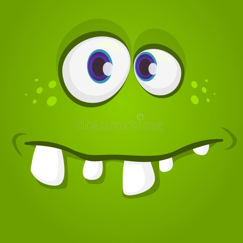 Het gelukkige koele gezicht van het beeldverhaalmonster Vector groen de zombie of het monsterkarakter van Halloween royalty-vrije illustratie Het gelukkige koele gezicht van het beeldverhaalmonster Vector groen de zombie of het monsterkarakter van Halloween royalty-vrije illustratie