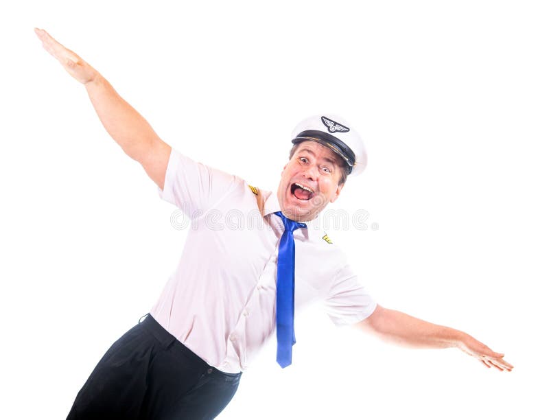 Het gelukkige lachen proef in eenvormige gesturing vlucht stock afbeeldingen Het gelukkige lachen proef in eenvormige gesturing vlucht stock afbeeldingen