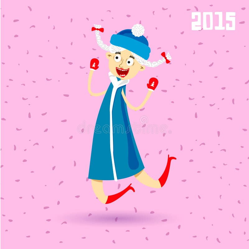 Het gelukkige Snowgirl-springen royalty-vrije illustratie