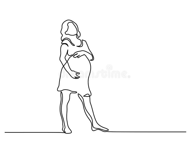 Het gelukkige zwangere beeld van het vrouwensilhouet royalty-vrije illustratie Het gelukkige zwangere beeld van het vrouwensilhouet royalty-vrije illustratie