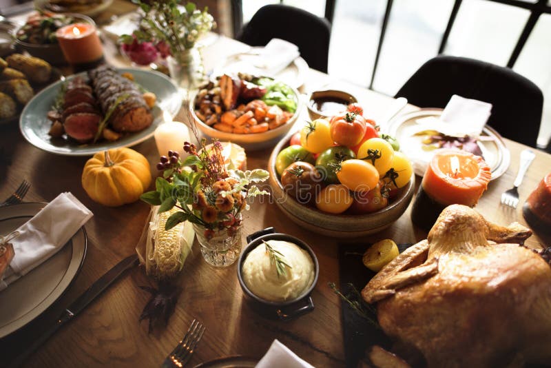 Roasted Turkey Thanksgiving Table Setting Concept. Roasted Turkey Thanksgiving Table Setting Concept.