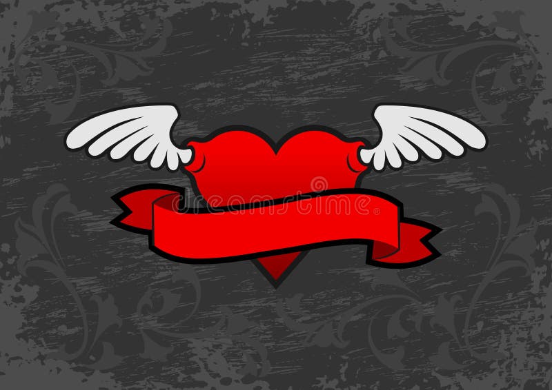 Het gevleugelde Embleem van het Hart vector illustratie Het gevleugelde Embleem van het Hart vector illustratie