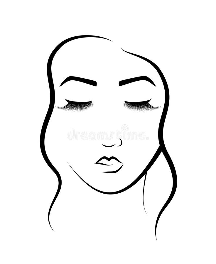 Het gezicht van een mooi meisje Embleem voor schoonheidssalon Procedure voor wimperuitbreiding en permanente make-up stock illustratie Het gezicht van een mooi meisje Embleem voor schoonheidssalon Procedure voor wimperuitbreiding en permanente make-up stock illustratie