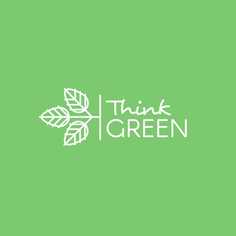 Het geïsoleerde Vector de Illustratieembleem van de Pictogramstijl met doorbladert Denk Groen, ga Groen, Eco, Veganist en Vegetar royalty-vrije illustratie Het geïsoleerde Vector de Illustratieembleem van de Pictogramstijl met doorbladert Denk Groen, ga Groen, Eco, Veganist en Vegetar royalty-vrije illustratie