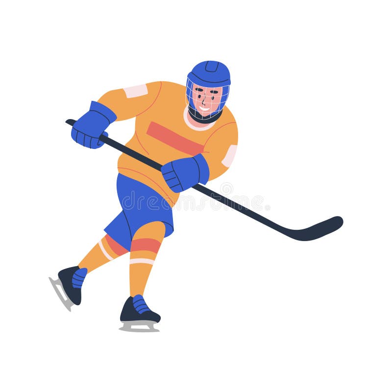Het glimlachen jong speel het ijshockeyspel van de tienerjongen royalty-vrije illustratie Het glimlachen jong speel het ijshockeyspel van de tienerjongen royalty-vrije illustratie