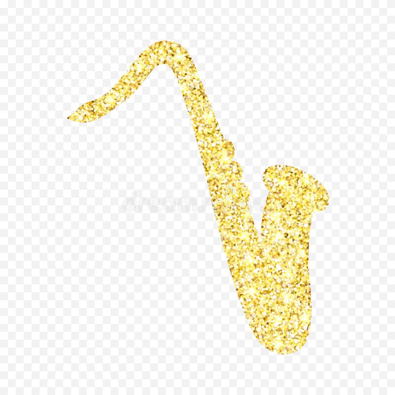 Het goud schittert saxofoon Gouden sparclesaxofoon op witte transparante achtergrond Het amberelement van deeltjes gouden confett vector illustratie Het goud schittert saxofoon Gouden sparclesaxofoon op witte transparante achtergrond Het amberelement van deeltjes gouden confett vector illustratie