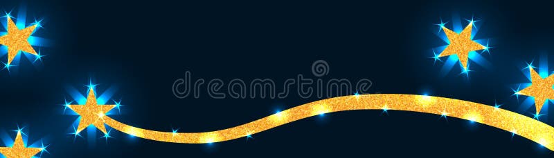 Het goud van de sterlijn schittert blauwe heldere RGB banner royalty-vrije illustratie Het goud van de sterlijn schittert blauwe heldere RGB banner royalty-vrije illustratie