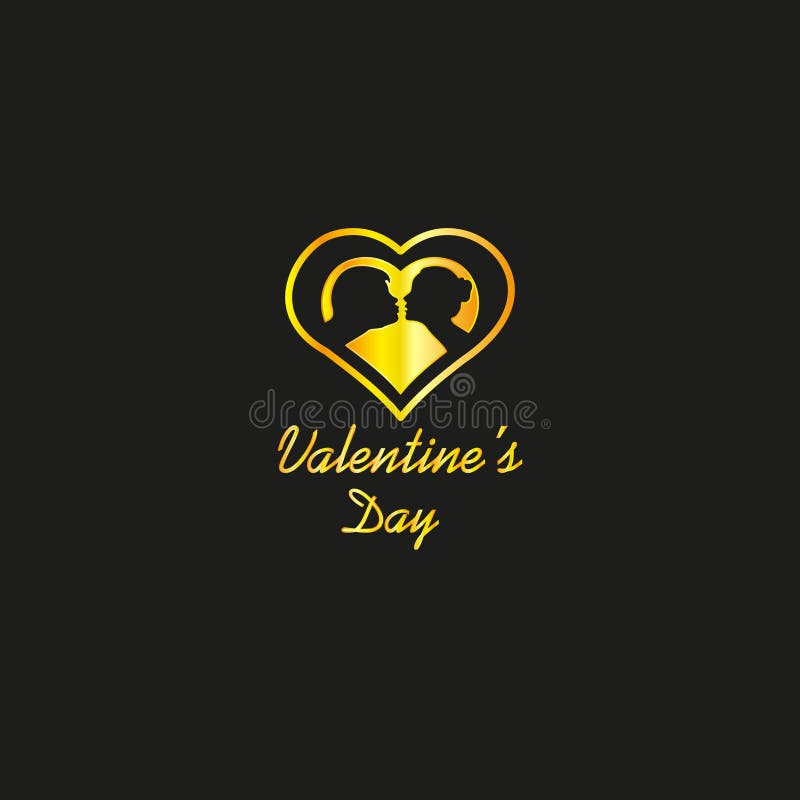Het Gouden Embleem van de valentijnskaartendag vector illustratie Het Gouden Embleem van de valentijnskaartendag vector illustratie