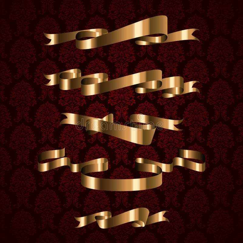 Het gouden koninklijke element van het ontwerplint met patronen stock illustratie Het gouden koninklijke element van het ontwerplint met patronen stock illustratie
