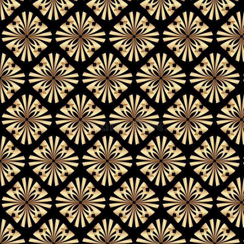 Gouden Gatsby Art Deco bloemenpatroon achtergrondontwerp vector illustratie