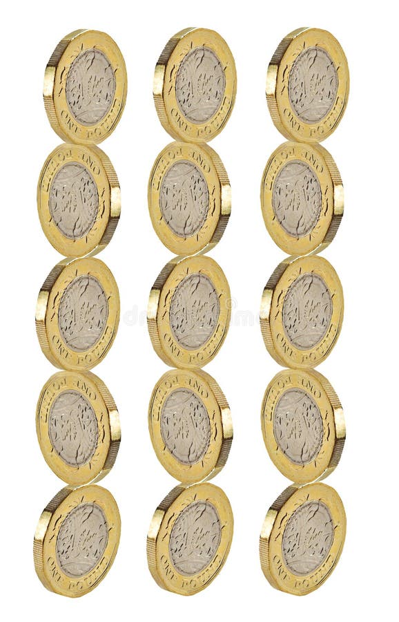Het gouden pondmuntstuk stapelt het contante geld van het stapelsgeld royalty-vrije stock afbeelding Het gouden pondmuntstuk stapelt het contante geld van het stapelsgeld royalty-vrije stock afbeelding